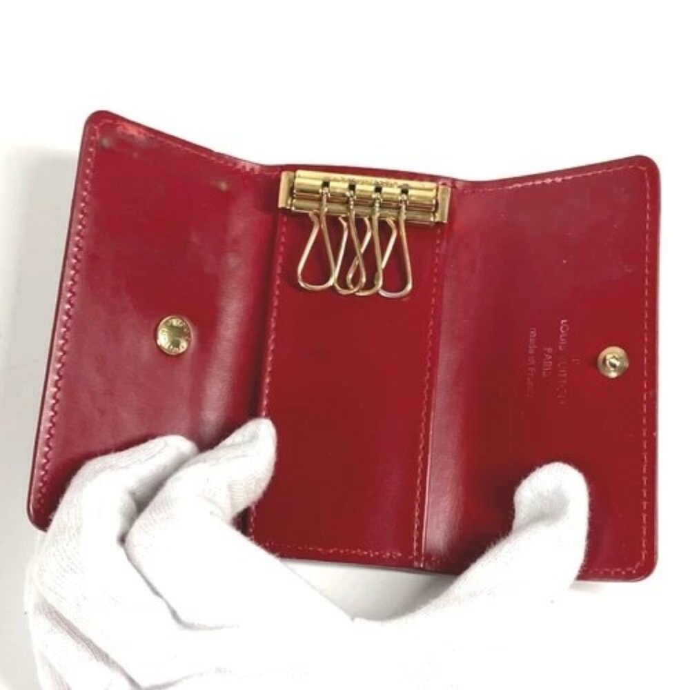LOUIS VUITTON M91211 MonogramVernis Multicles4 key 4p Key Case Pomdamul Red - Picture 9 of 11